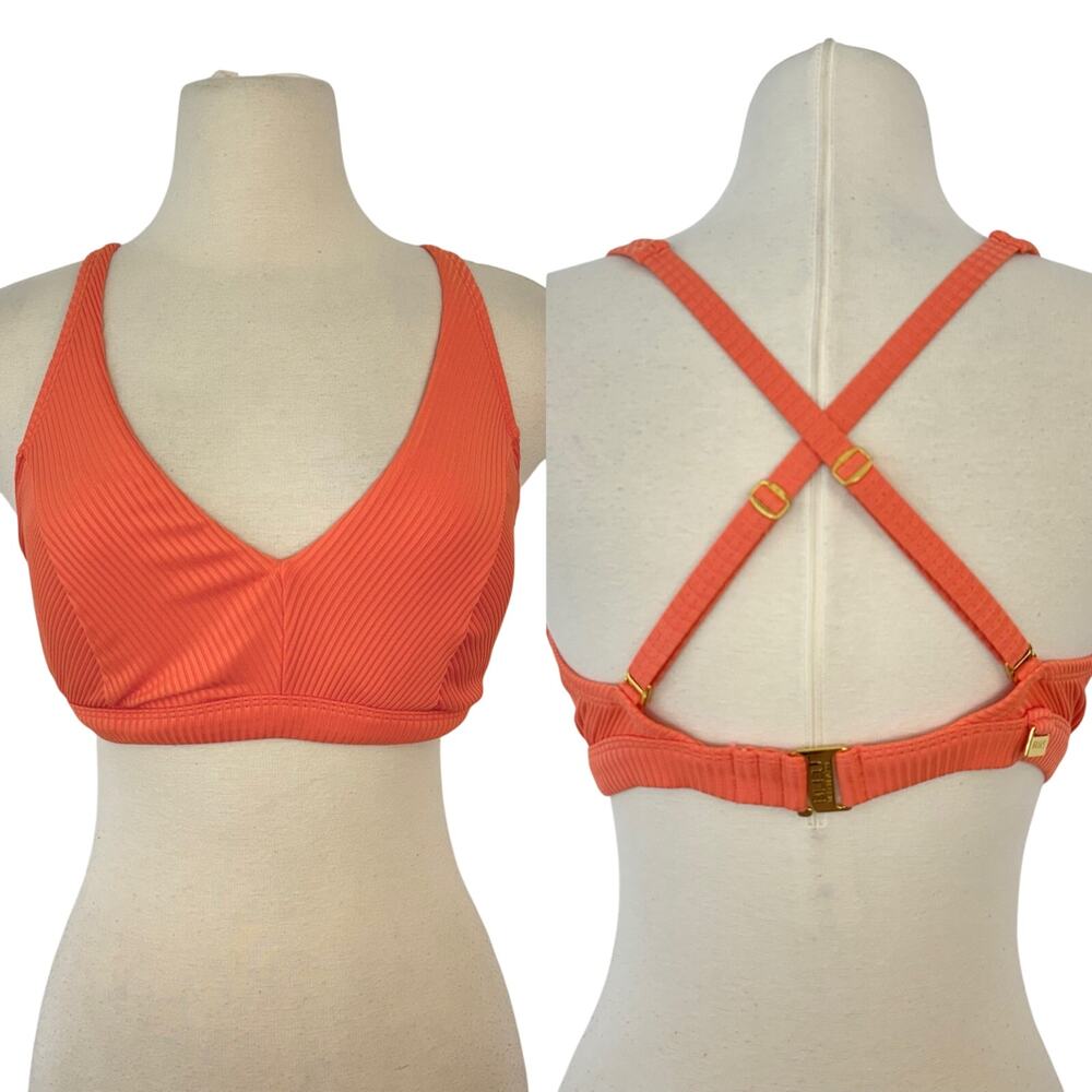 Bleu Rod Beattie Walk The Line Swim Bikini Top Ribbed Coral 38D Multi-Way Straps